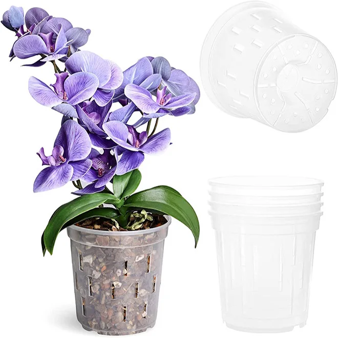 Dropshiping Orchid Pots with Holes Clear Orchid Pot Plastic Plant Pot Flowerpots Outdoor and Indoor Use
