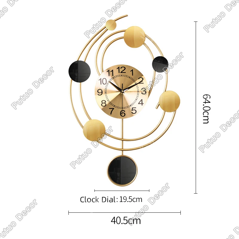 Modern Luxury Wall Hanging Clock Decorative Metal Wall Watch Clock Iron Metal Clock Wall Art Home House Decor Gold