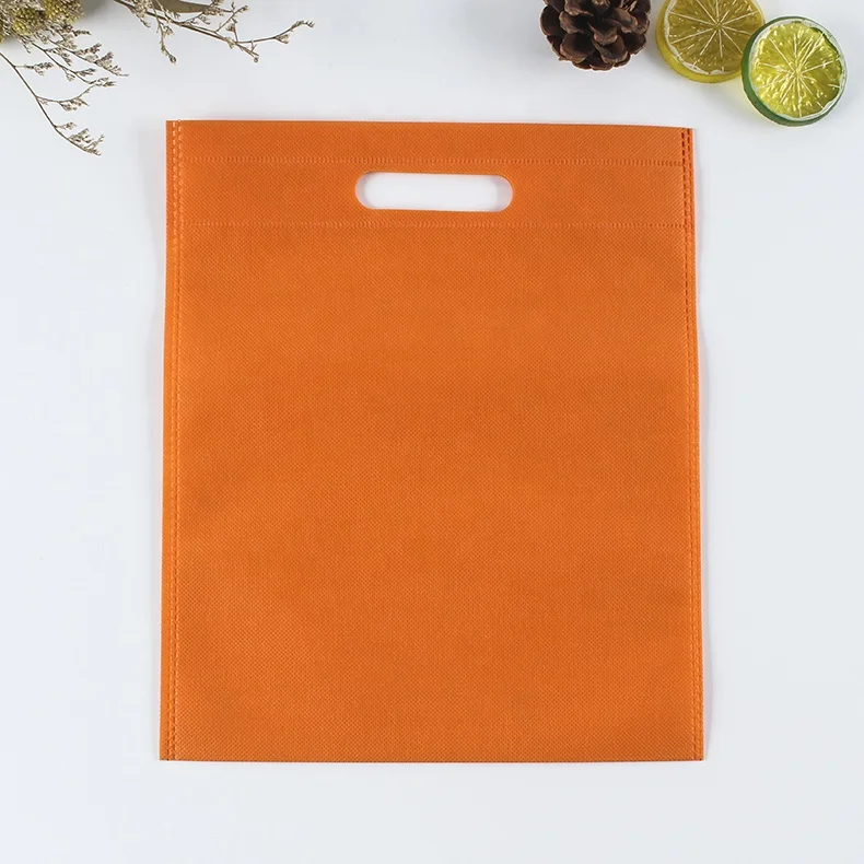 Stock Ready Cheap Non Woven Bag Shopping Accept Customized Logo Customized Designs 50 Pcs D-cut Handle Eco-friendly 10colors