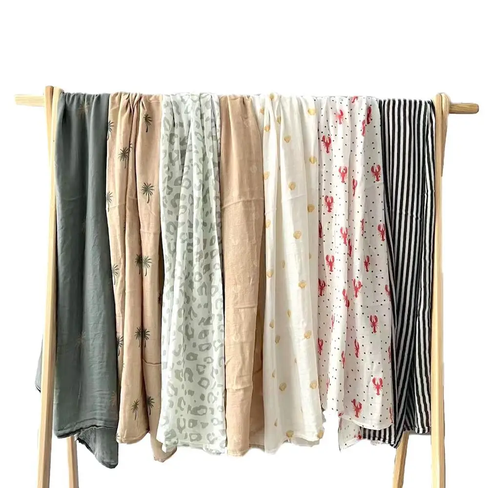 Extra soft reactive print high absorption boy and girl  bamboo cotton  baby muslin swaddle blanket 47'*47'  gauze swaddle