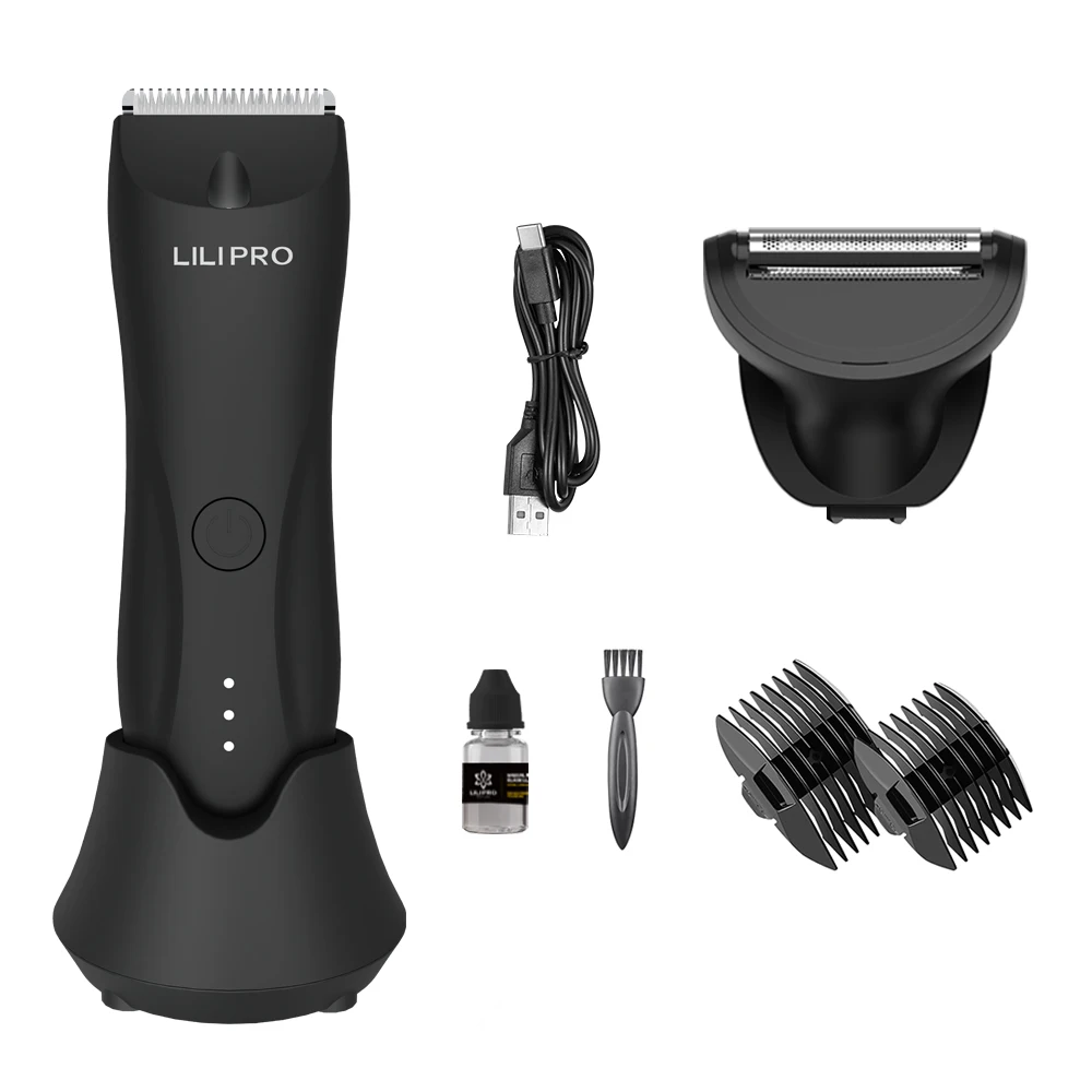 LILIPRO B9  Waterproof Intimate Shaver Replaceable Ceramic Blade Dual-Head Groin Trimmer for Men Ball Electric Body Hair Trimmer