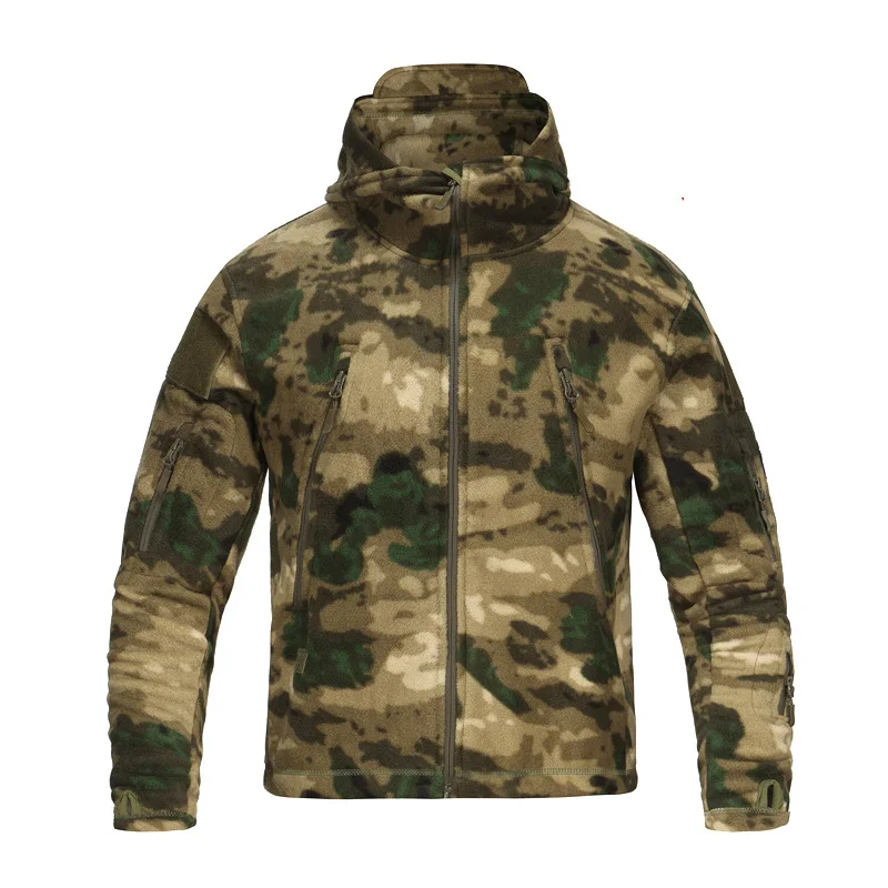 DFJ0731 Camouflage Shark skin Softshell jacket green ruins camouflage fleece jacket