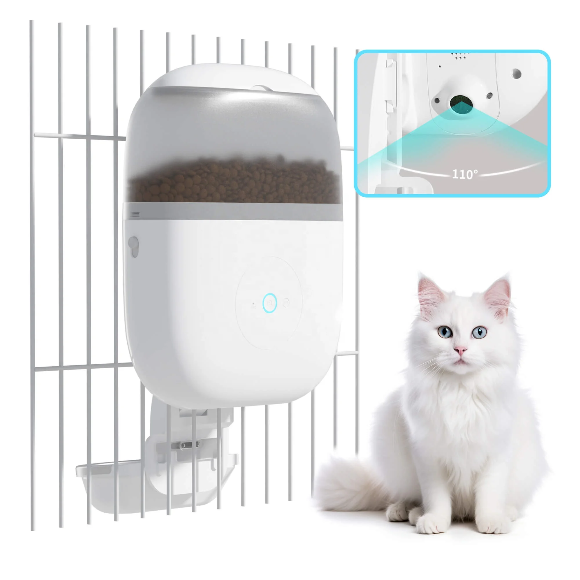 Petwant OEM ODM 1.8L Hanging Cage Timed Auto Rabbits Feederf 2 Million Pixels HD Camera Dural Power Supply Smart Pet Feeder