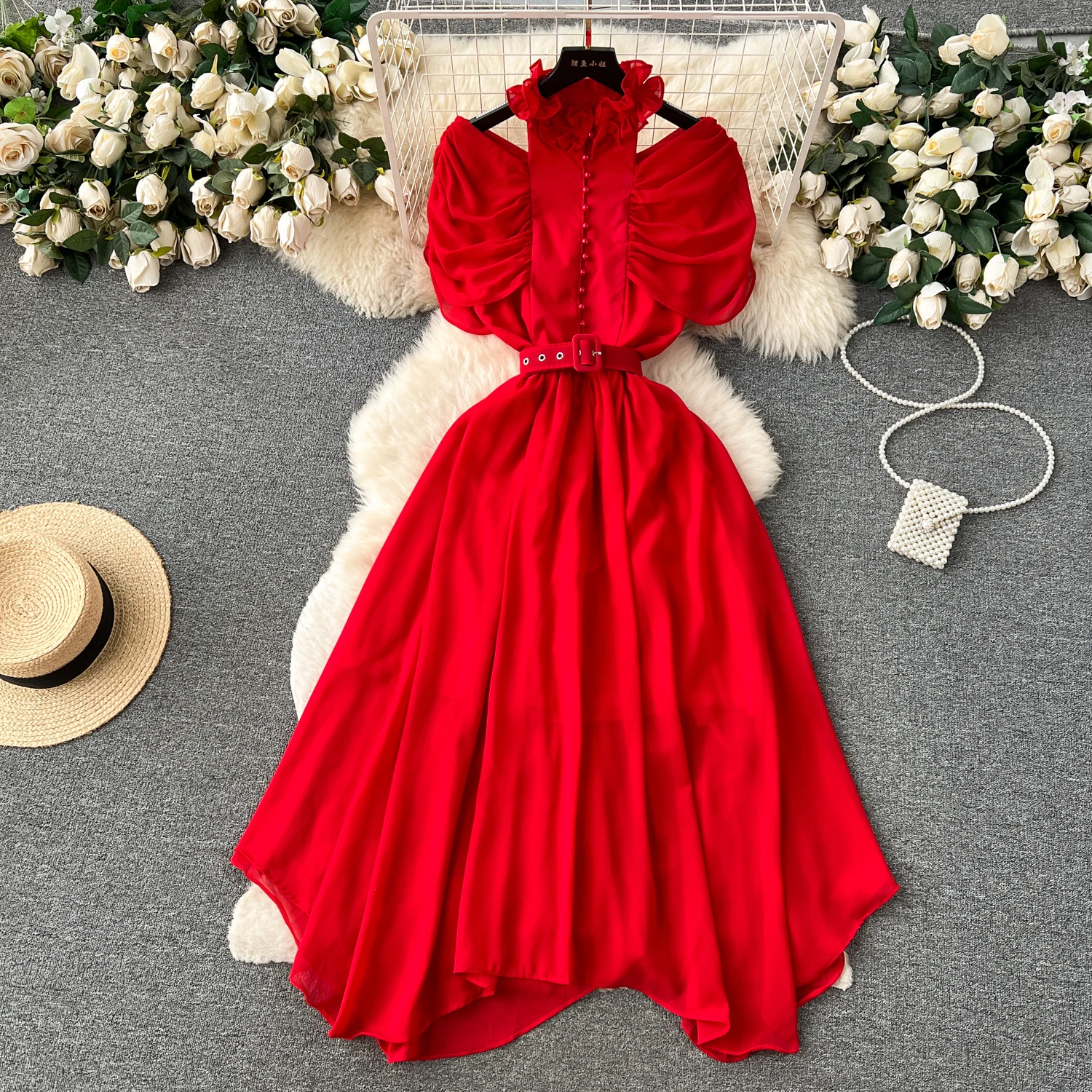High Quality Casual Tunic Slim Midi Dress For Women Empire Hollow Out Lace Dresses Ladies Elegant Dresses Clothes Women