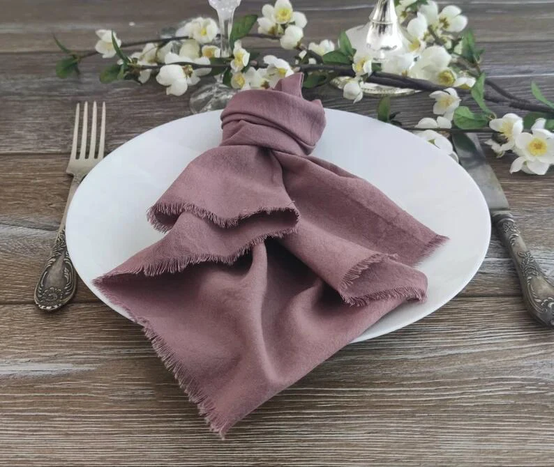 2023 Cotton Linen Wedding Napkin Rustic Wedding Ceremony Decoration Wedding Table Decor Dinner Napkin Festival Party Gift