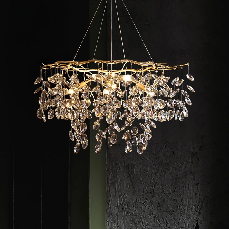 Contemporary Modern Tree Branch Pendant Lighting Luster Luxury Crystal Chandelier Steel Golden Modern Lamp Murano Chandelier 80