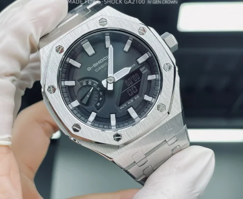Комплект модов 5-го поколения G Shock GA2100 из нержавеющей стали золотой корпус для часов Безель светло-голубой ремешок Casio
