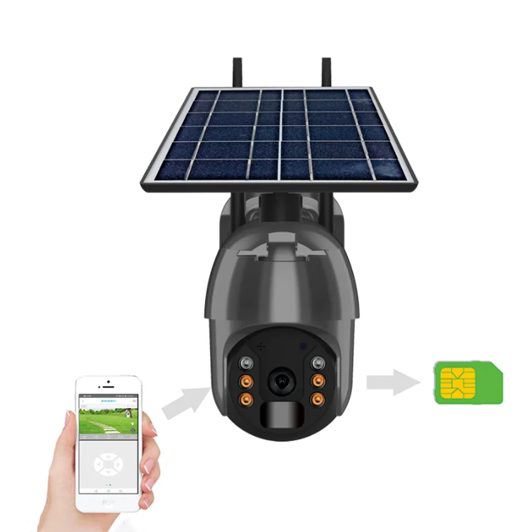 In stock sim card 1080p ubox app solar street light cctv camera 4g with sim card ptz camera