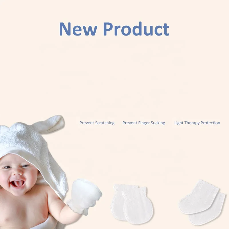 OEM Custom Newborn Baby Anti-grip Disposable Nonwoven Gloves Small Gloves Hand and Foot Cover