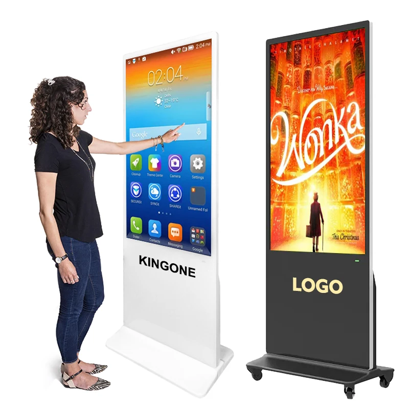 KINGONE Indoor 43 Inch Indoor Floor Standing Advertising Screen Kiosk Standalone Digital Signage for Shopping Mall Retail Store