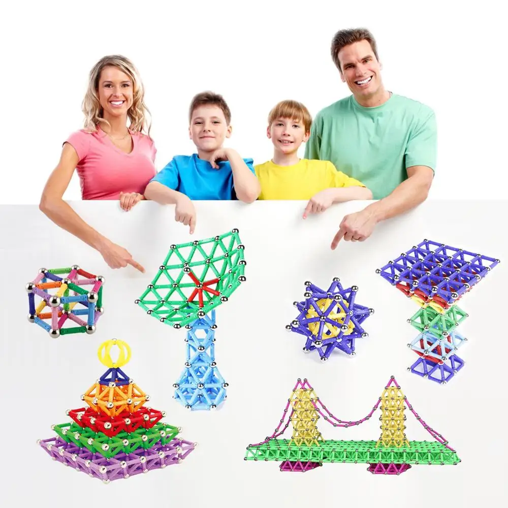 130 Pieces - Magnetic Building Sticks Building Blocks Set, Magnet Educational Toys Magnetic Blocks Sticks Stacking Toys Set
