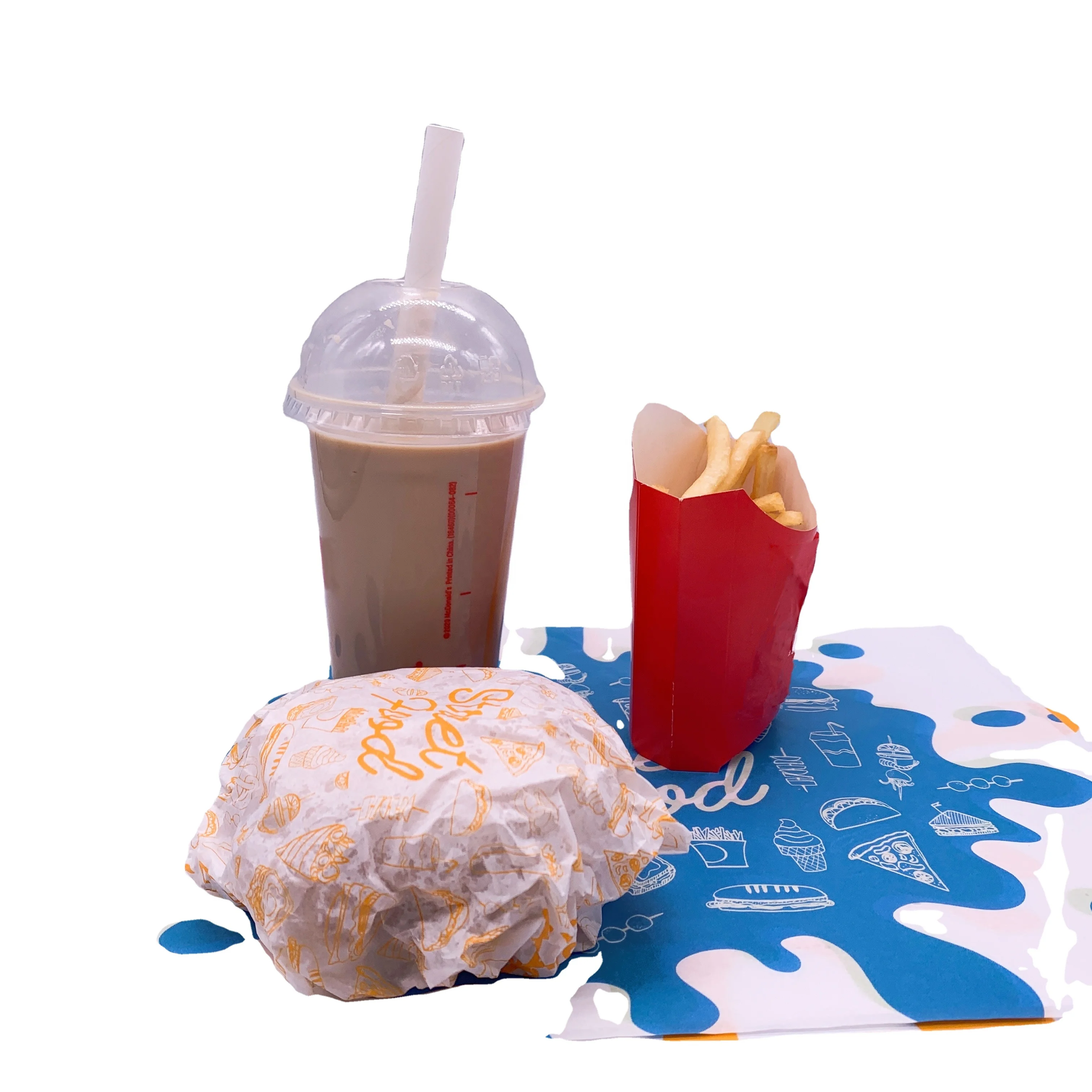 Customized Logo Deli Roll Colored Wax For Food Product Hamburger Packing Paper