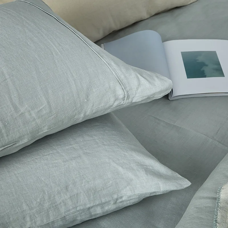 Nature Vintage sheet set flax linen bedding jogo de cama hemp edredones 4-piece bedding set