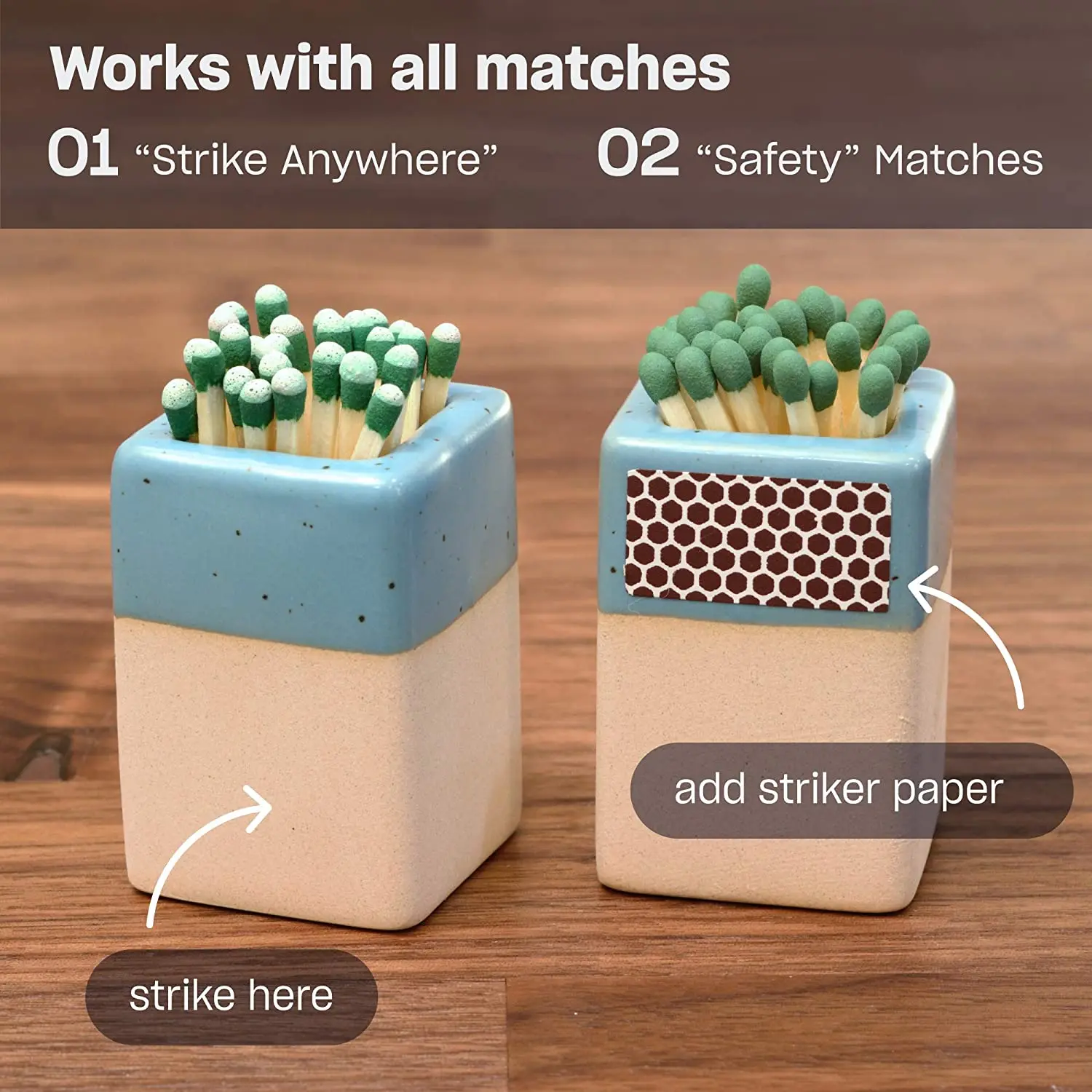 Modern Design Square Wholesale Candle Accessory Stick Container Ceramic Match Holder