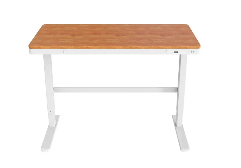 Most Popular Single Motor Glass Tempered Desktop Height Adjustable Sit Stand Desk Computer Lift Table with Wireless USB Charge