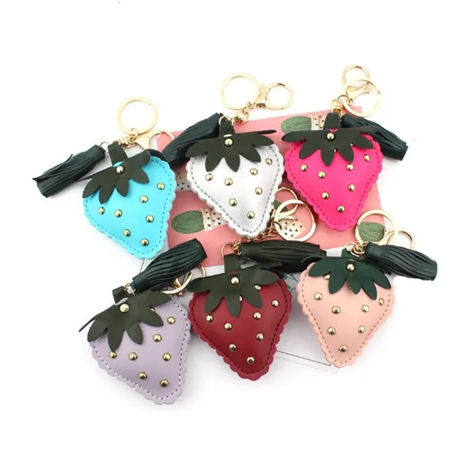 Its a girl gift strawberry fruit leather keychain