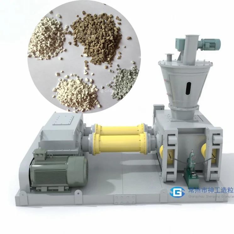 Industrial chemical mineral inorganic fertilizer powder auger precompression dry double roller compacting clay granulator