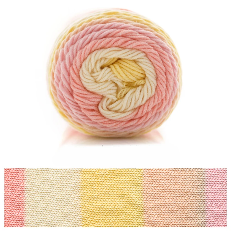 Rainbow Colors Soft Hand Knitting Yarn Baby Yarn 5ply 100g 55% Acrylic 45% Cotton Milk Cotton Yarn for Crochet