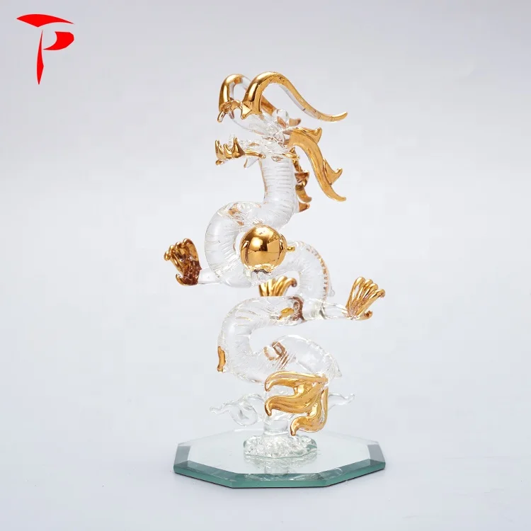 Golden Vertical Dragon Craft Glass Decoration Glass Vase Shapes and Names