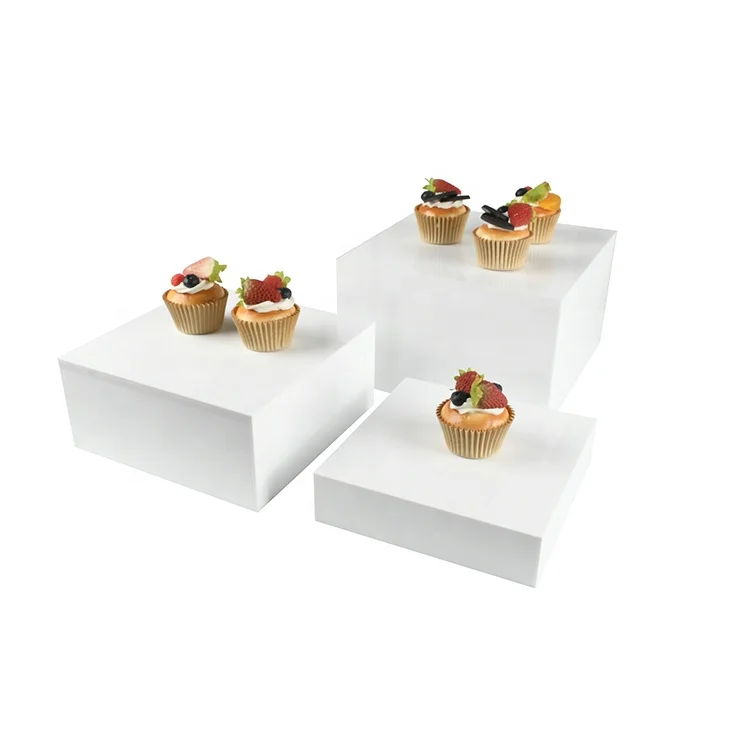 White Buffet Acrylic table Riser Cube Display Risers Lucite Square Food Display Set