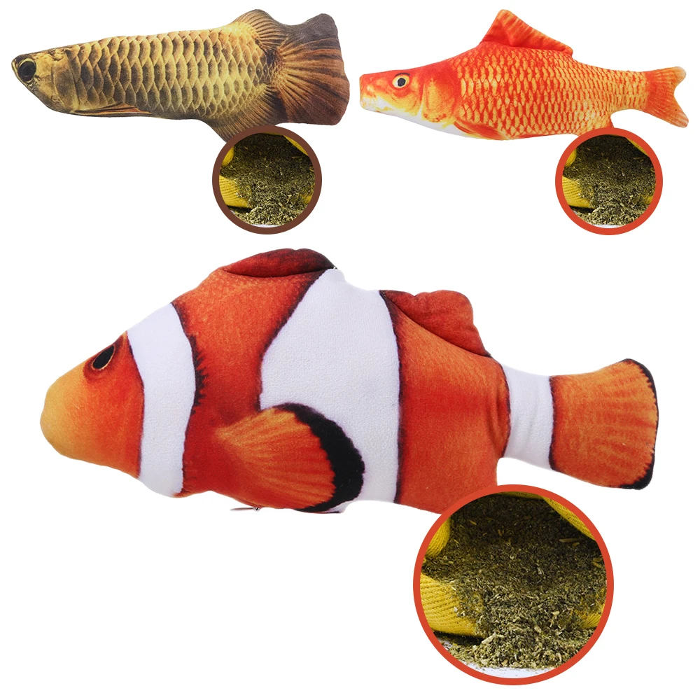 Hot Sale Plush Toy Fabric Stuffed Fish Shape Interactive Treat Soft Pillows Wholesale Cat Nip Fish Toys