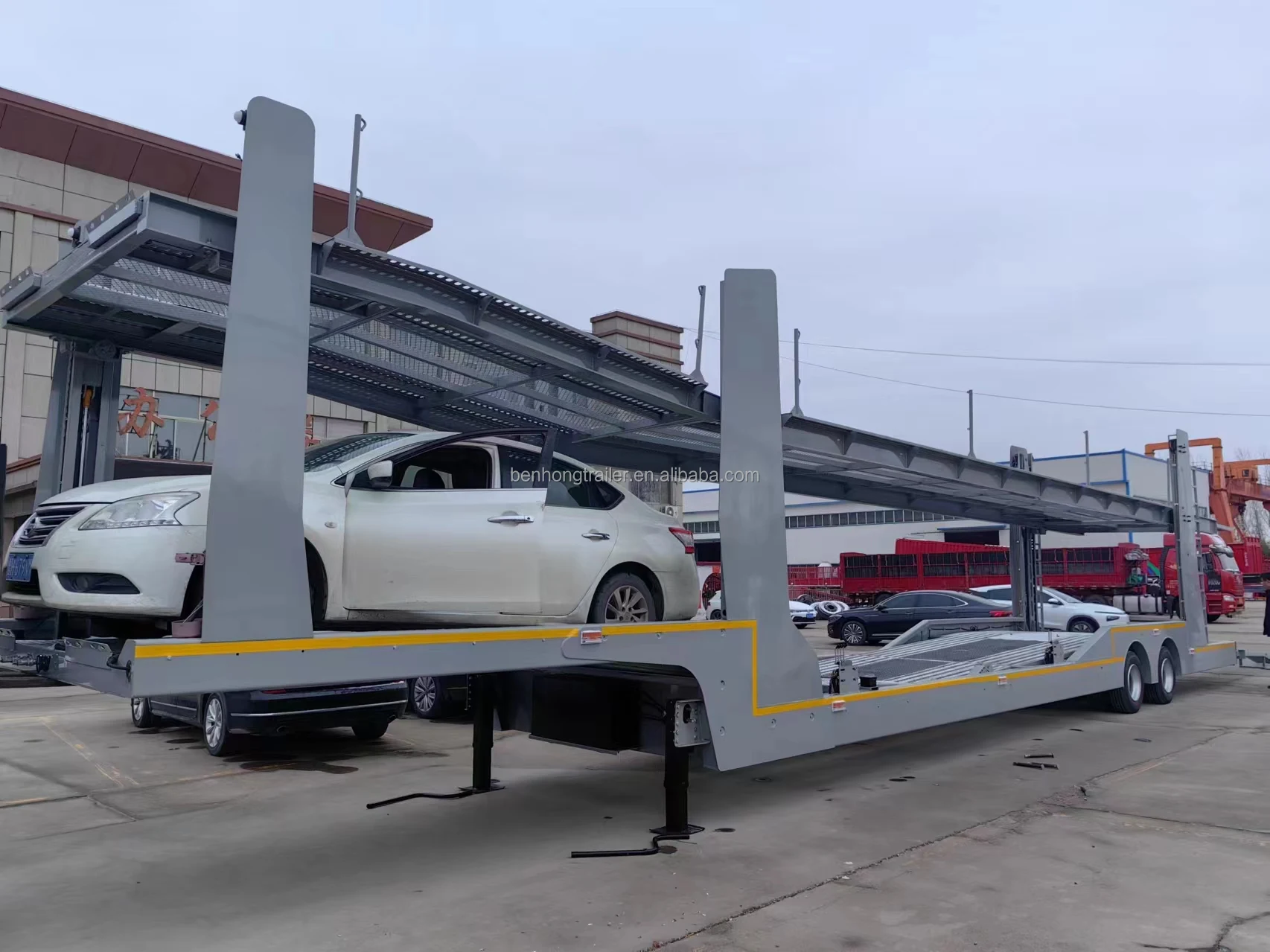 China Factory Price 2 Axles Two Floor Vehicle Transport Car Carrier Trailer