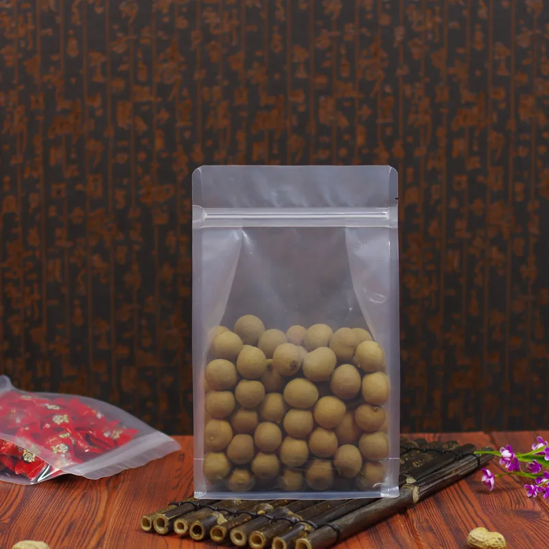 PE plastic Eight Side Seal Flat Bottom Transparent Clear Plastic Resealable Zip Lock Bags Food Packing Stand Up Pouches