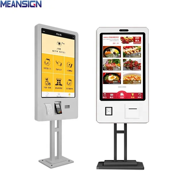 Manufacture 24 27 32 Inch Fast Food Self Service Pay Machine With Thermal Printer QR Code Touch Screen Self Order Kiosk