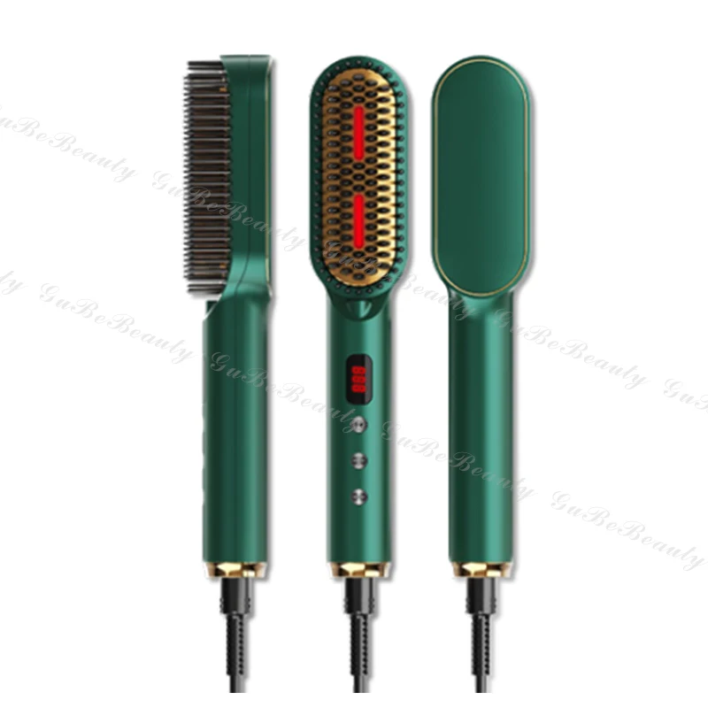 Gubebeauty mini anion infrared portable electric comb hair straightener hair curling wand electric hair brushes for homeuse
