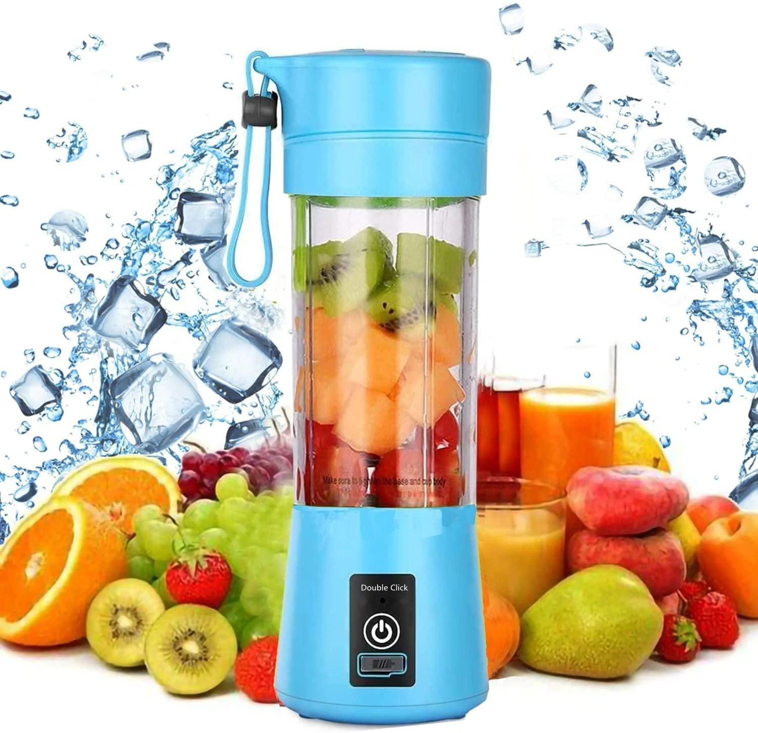 2023 New Portable Fruit mixer 6 blades mini Juicer Ice Smoothie 6 Blade Mini Home USB Rechargeable Portable Blender