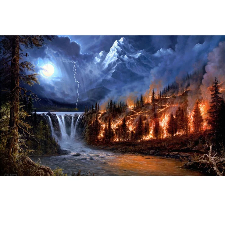
diamond painting 5d Natural beauty aurora Wildfire Scenery full drill diamond painting 