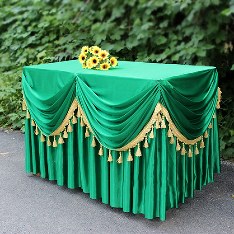 Customized wedding event occasion white decorative buffet table cloth