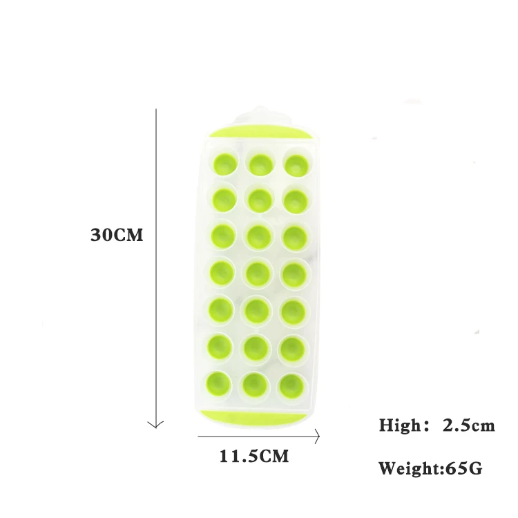21 Holes Plastic and Rubber Ice Cube Maker Reusable Ice Mold Tray With Removable Lid
