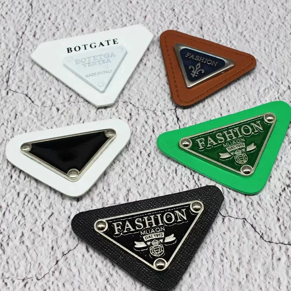 DOSEN custom metal label brand logo with leather label  for clothing