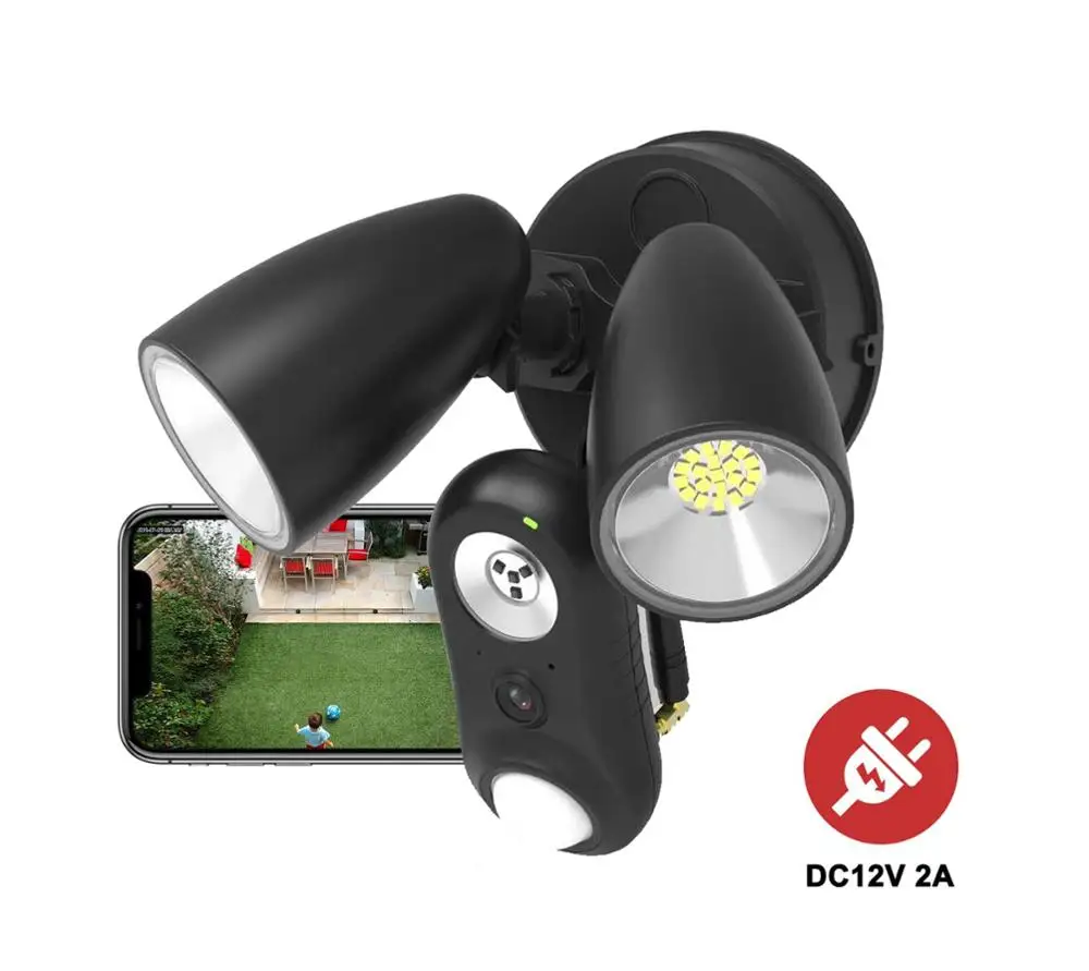 
Double head app control smart wifi floodlight cameras outdoor remote control wireless HD 1080 garden light camera 