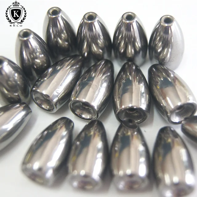 FW-FL-A008 environmental tungsten worm sinker 1/2oz 14g Flipping weight silver high polish Tungsten Fishing Weights
