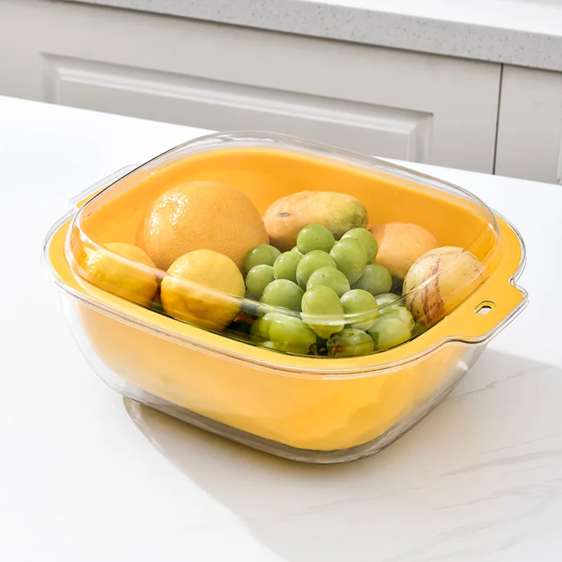 3 set Plastic Double Layered Drain Basin Basket for  Kitchen Colander Bowl Pasta Strainer Plastic Fruit Bowl Colanders