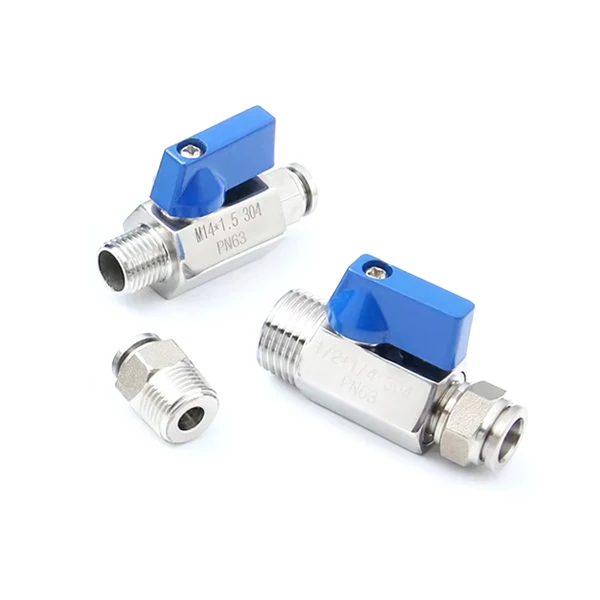 Shut-Off Ball Valve PN63 stainless steel mini ball valve with quick-plug pipe plug connector