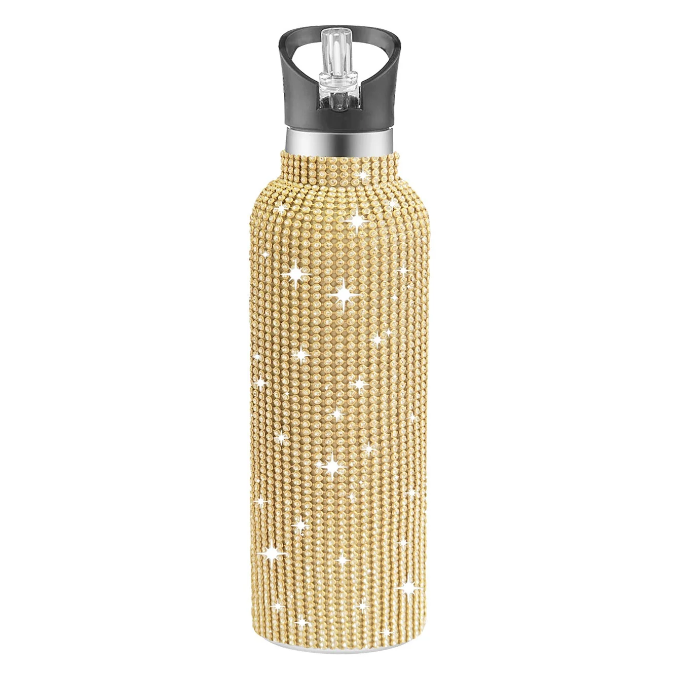 600ml Diamond Water Bottle  Glitter bling rhinestone diamond Thermal Sport Bottle for daily