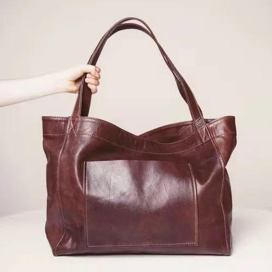 Wholesale Brand Designer Women Bags Large Vintage Soft Leather Tote Bag Oil Leather Handbag