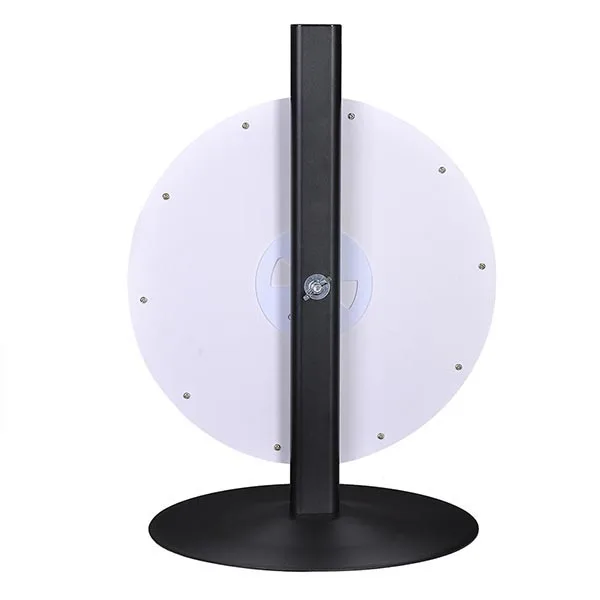A 15-inch aluminum color wheel, the Interactive Prize Spinner is perfect for promotions and is mounted on a sturdy metal stand