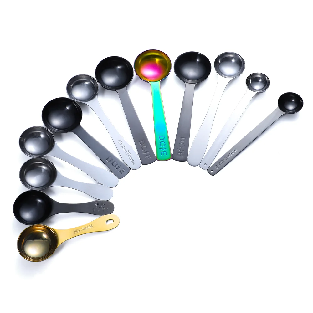 Food grade 20ml black measuring scoop matte stainless steel measuring spoon use for kitchen