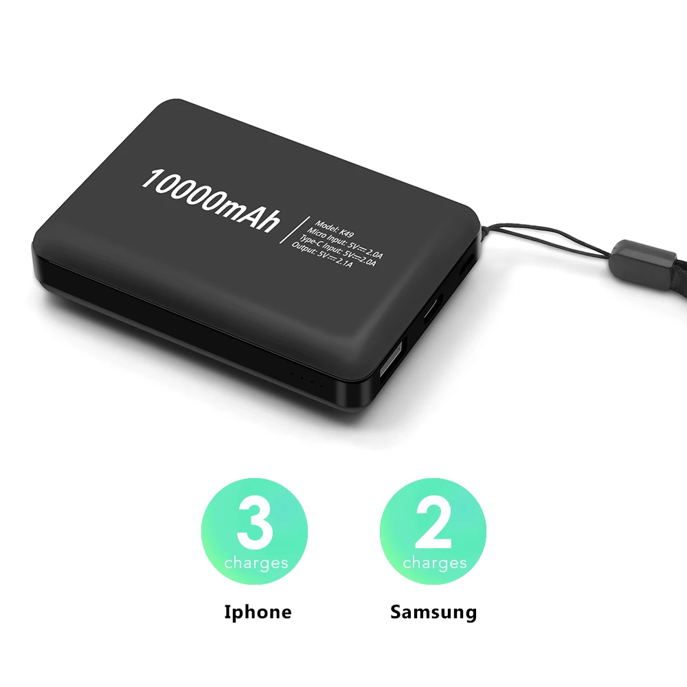 Corporate gifts 2020 mini powerbank micro usb and type c input 10000 mAh power bank for all smartphones