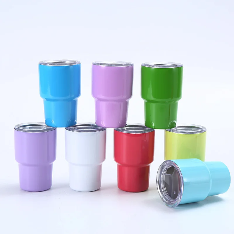 2-3 oz Mini Tumbler Shot Glass with Straw and Lid Colored Stainless Steel Sublimation Tumblers Double Wall Cups