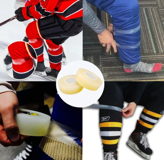 Single Sided Clear Hockey Tape 25mm Width Water Resistant PVC Waterproof Carton Box Package Acrylic Sportstape Hockey Sticks