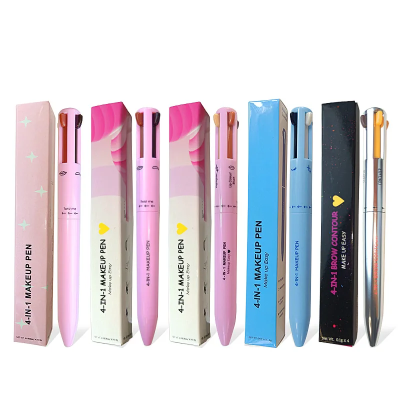 2023 Hot Sale Eyebrow Eyeline Lipliner Highlighter Cosmetics Makeup Pen 4 in 1 Makeup Pen Refill Private Label