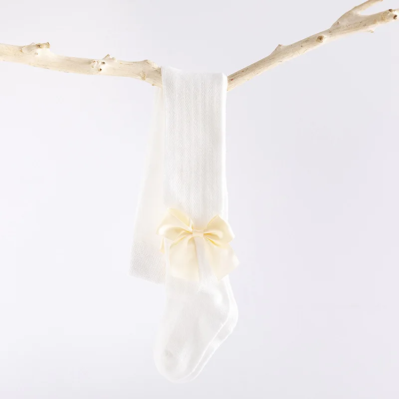 Fancy Summer Color Hollow Mesh Breathable Big Bow-knot Little Girl Elegant Soft Tights Pantyhose