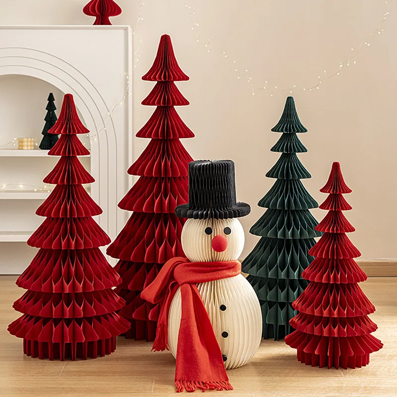 Christmas Decorations Origami Christmas Tree Ornaments 2024 New Christmas Atmosphere Scene Layout Shooting Props