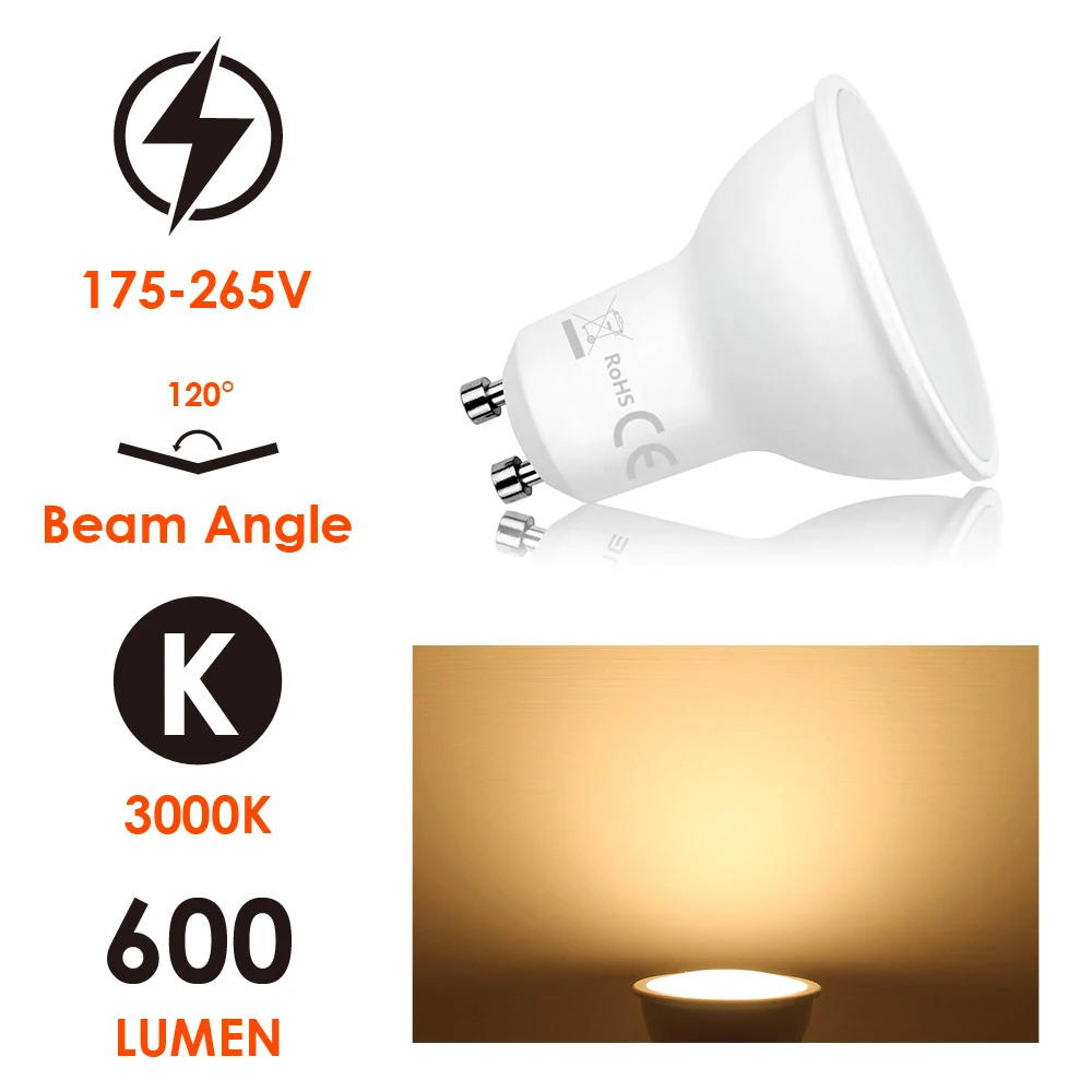 
Eslas New Arrival Free Sample 6W Warm White Cold White GU10 LED Spot Light Bulb for Indoor Lighting 