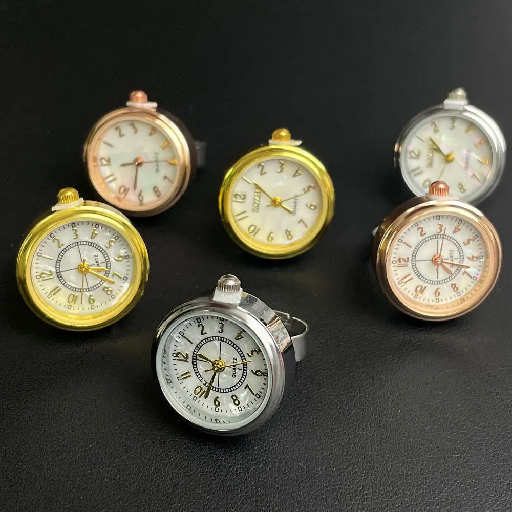 Cute Gold Plated Actual Digital Ring Watch Minimalist Watch Ring Steel Dial Waterproof Mini Silver Finger Open Watch Rings